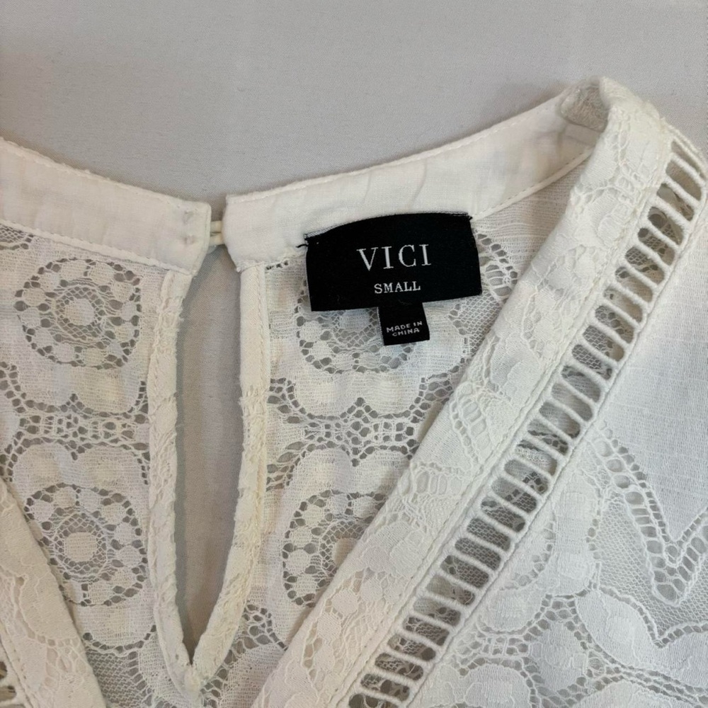 White Lace Midi Dress with‎ Bell Sleeves by Vici Cotton Angel Coquette Dress - Picture 8 of 8